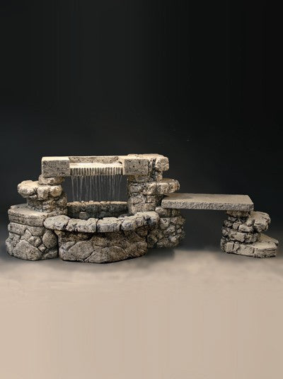 Rainbow Falls Outdoor Water Fountain with Bench