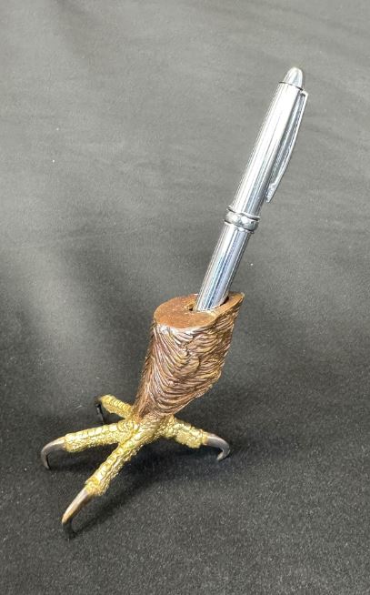 Brass Baron Eagle Claw Sculpture Pen Holder