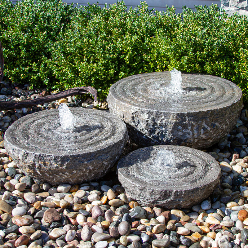 Natural Stone Bowl with Swirl Fountain - Singles
