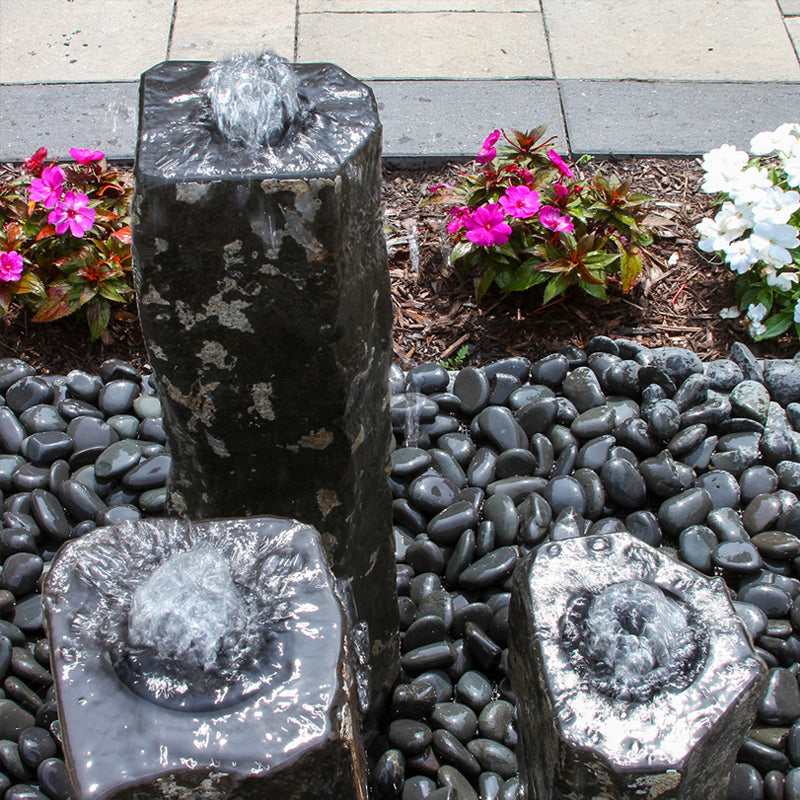 Hollowed-Out Basalt Column Outdoor Fountain