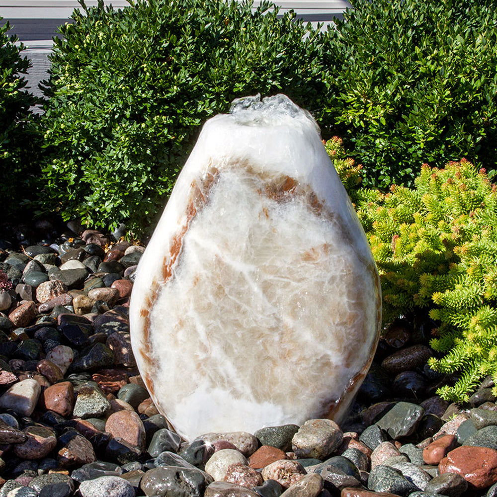 Almond-Shaped Red Onyx Stone Fountain