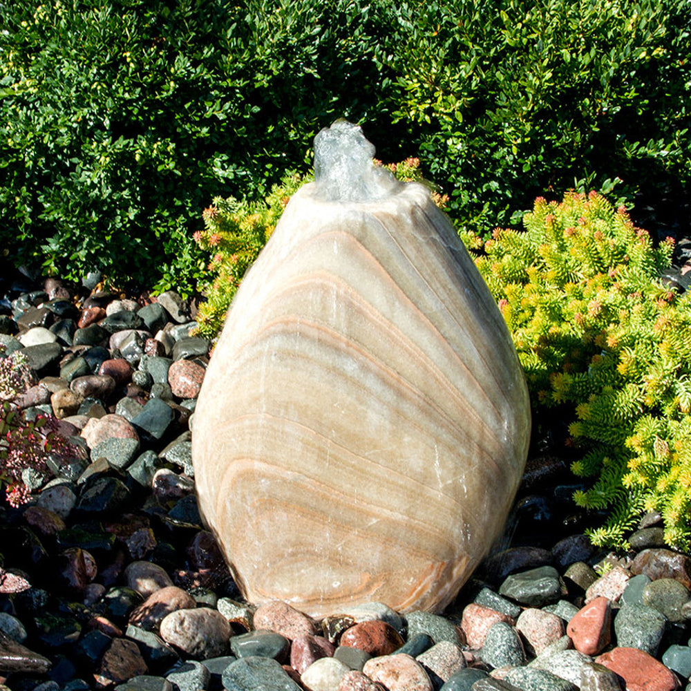 Almond-Shaped Yellow Onyx Stone Fountain