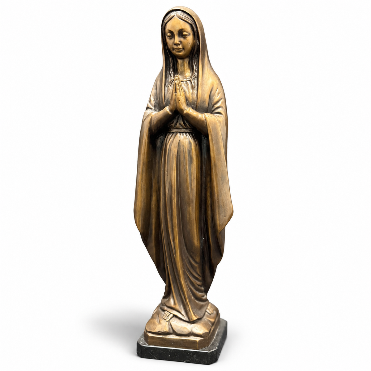 Brass Baron Mary Praying Religious Sculpture