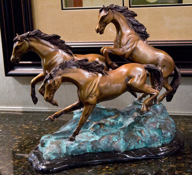 Brass Baron Three Horses Galloping