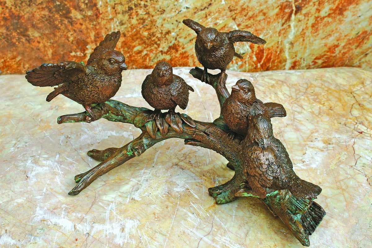 Brass Baron Garden Five Birds on a Branch
