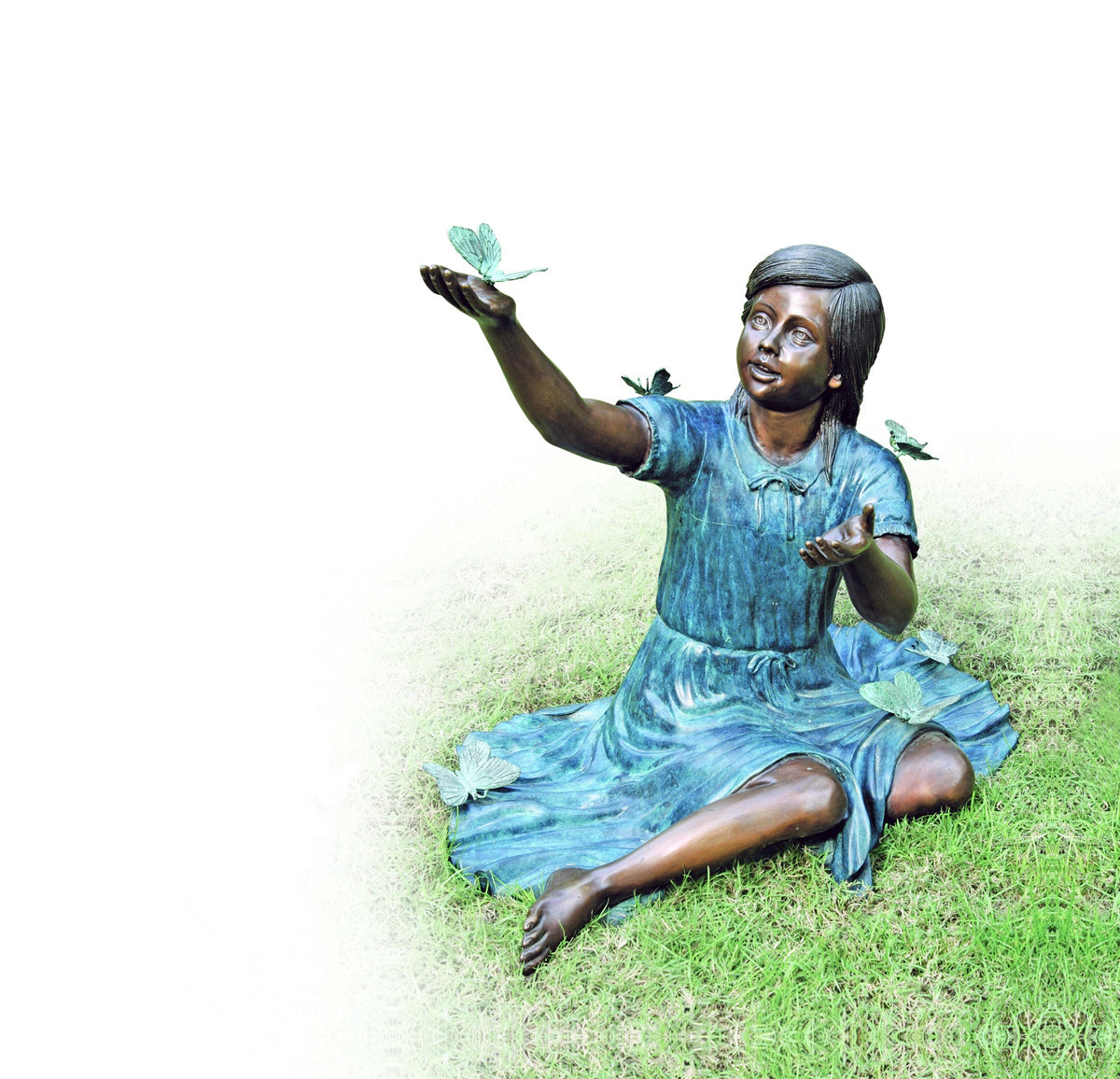 Brass Baron Girl in Dress with Butterflies