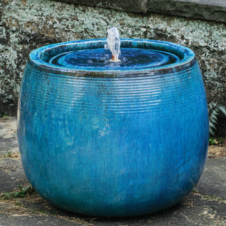 Boden Glazed Garden Fountain in Mediterranean Blue Finish