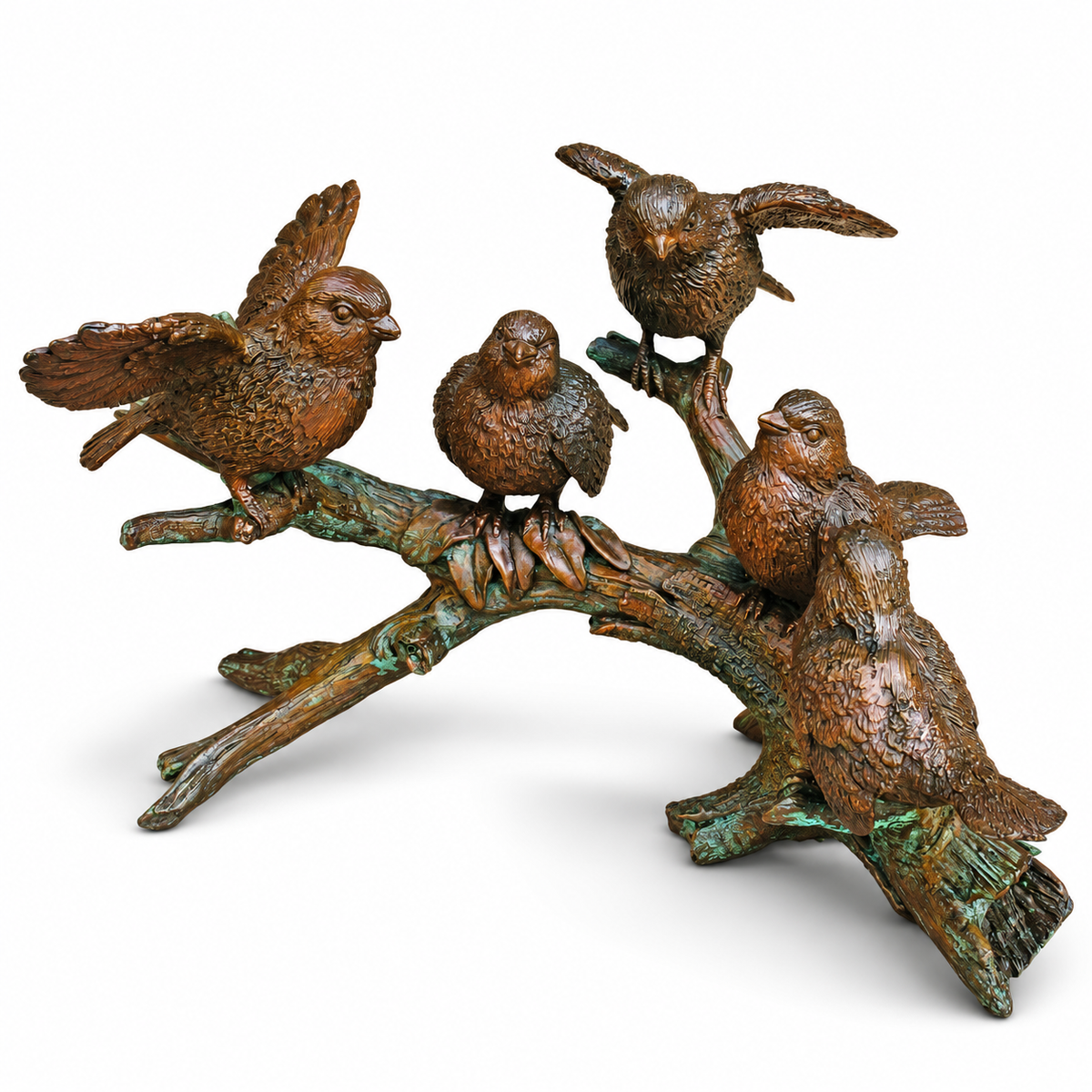 Brass Baron Garden Five Birds on a Branch