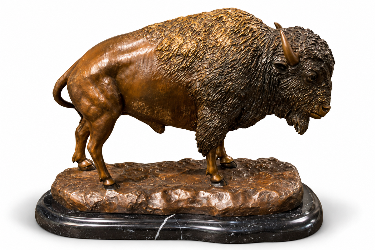 Brass Baron Desktop Buffalo Sculpture