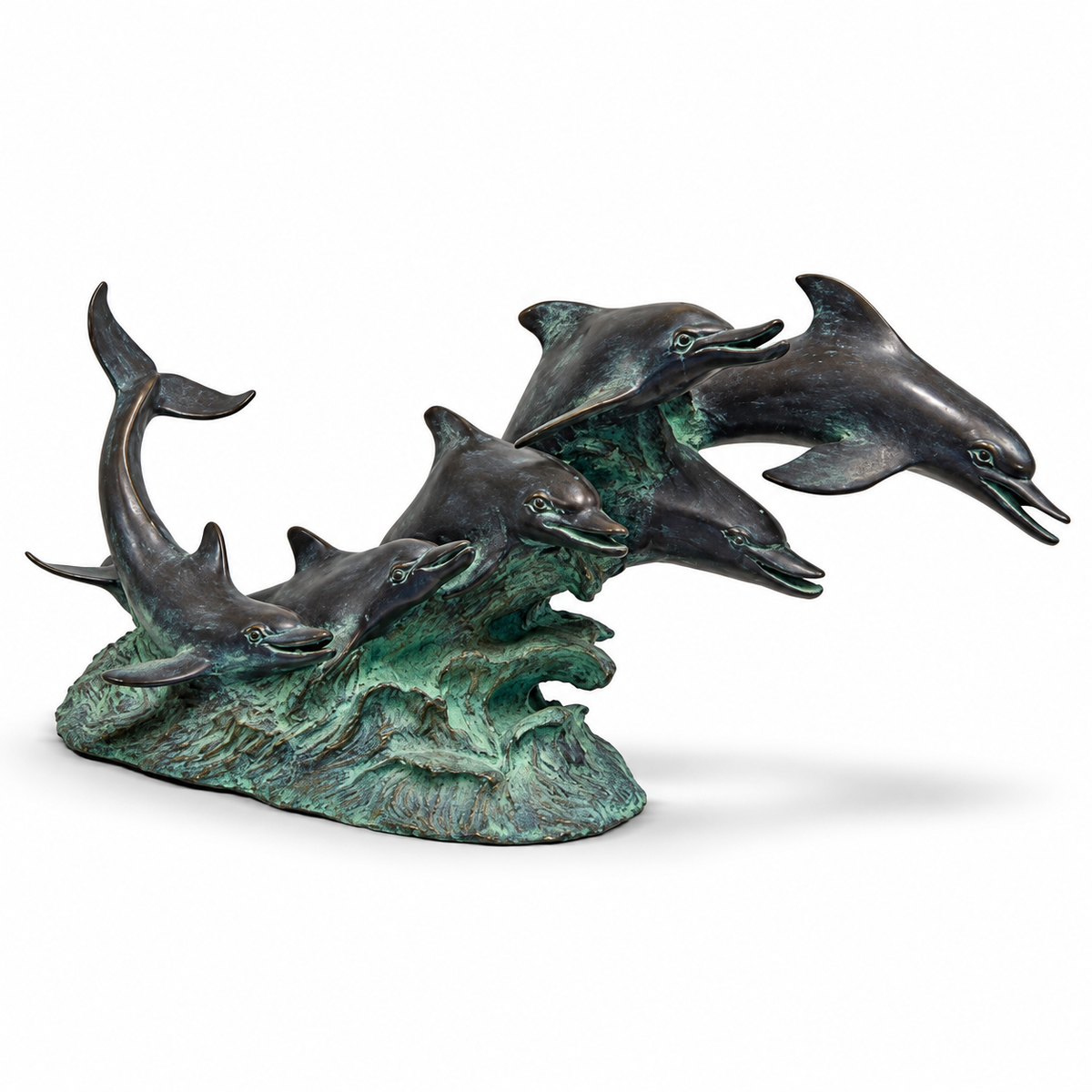 Brass Baron Dolphins Riding Waves | Pool Accent