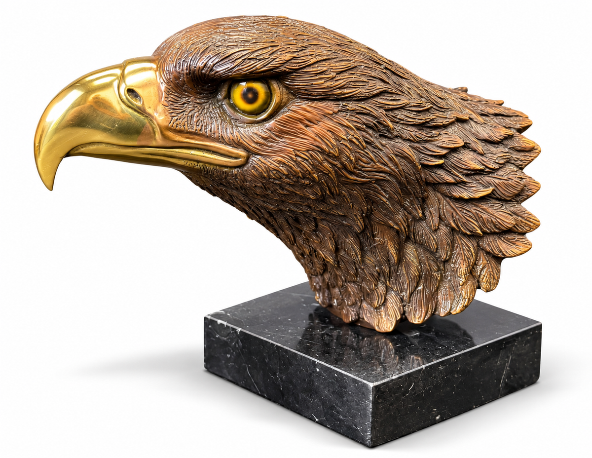Brass Baron Eagle Head Sculpture