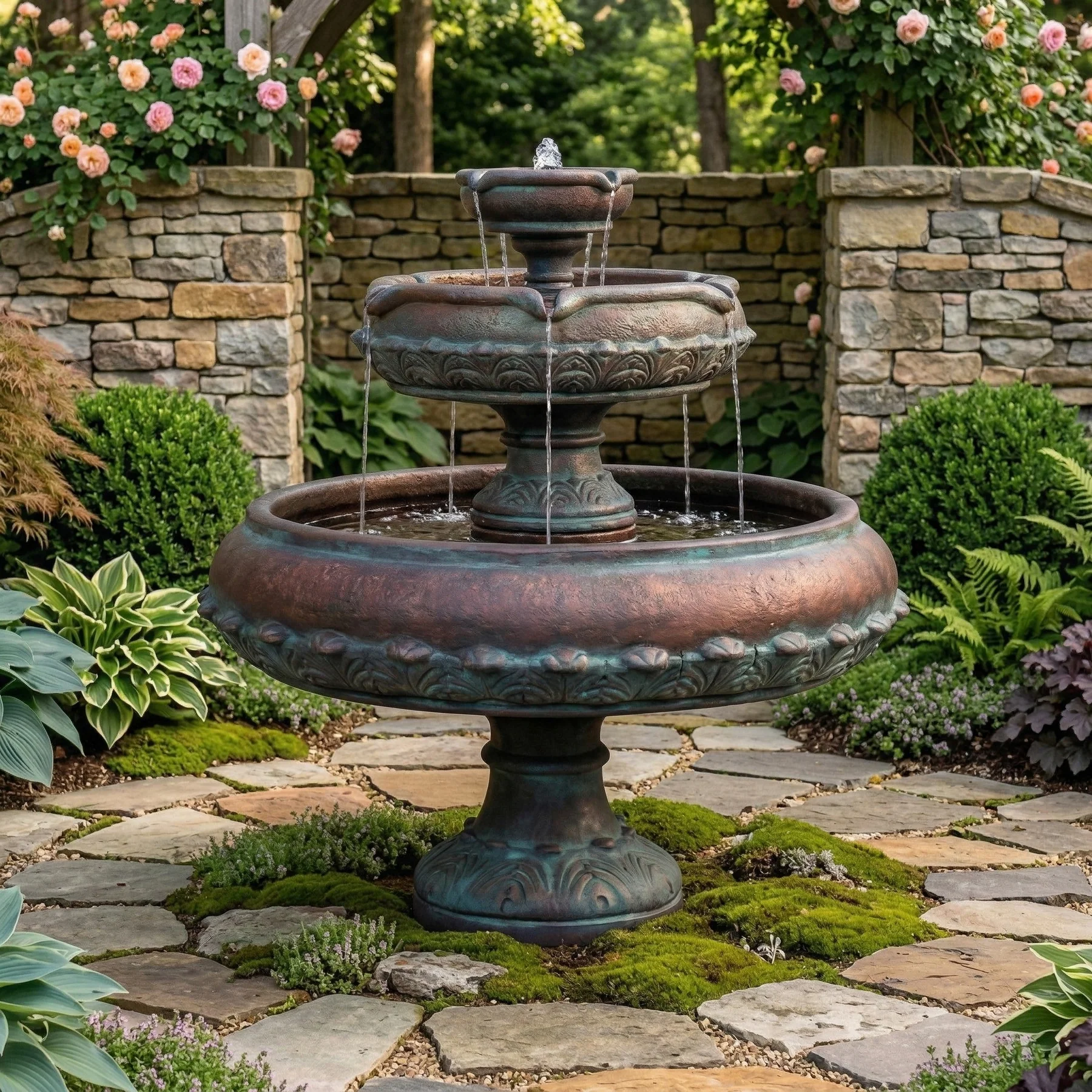 Capri Three Tier Outdoor Water Fountain