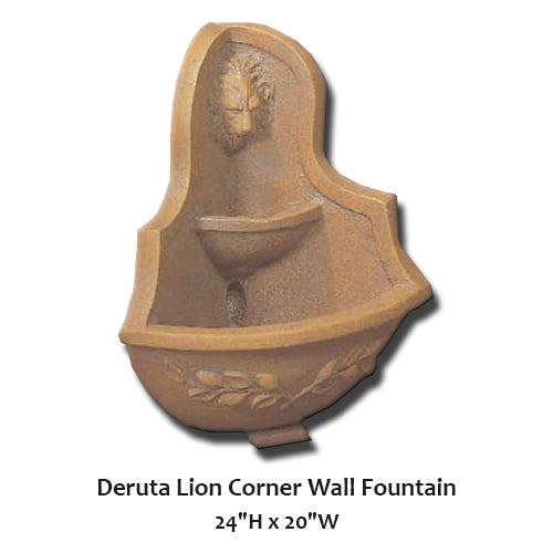 Deruta Lion Corner Wall Fountain