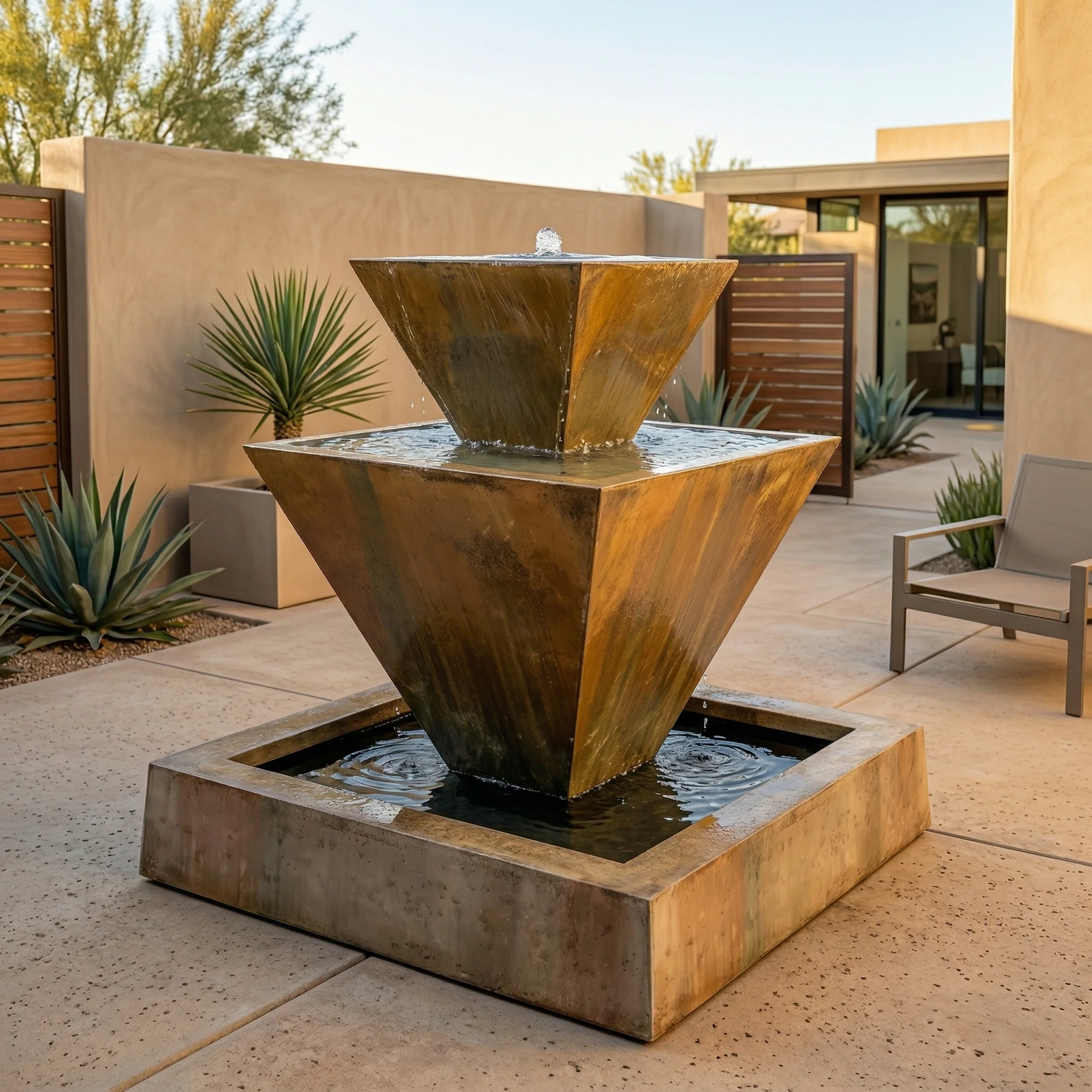 Double Oblique Garden Water Fountain