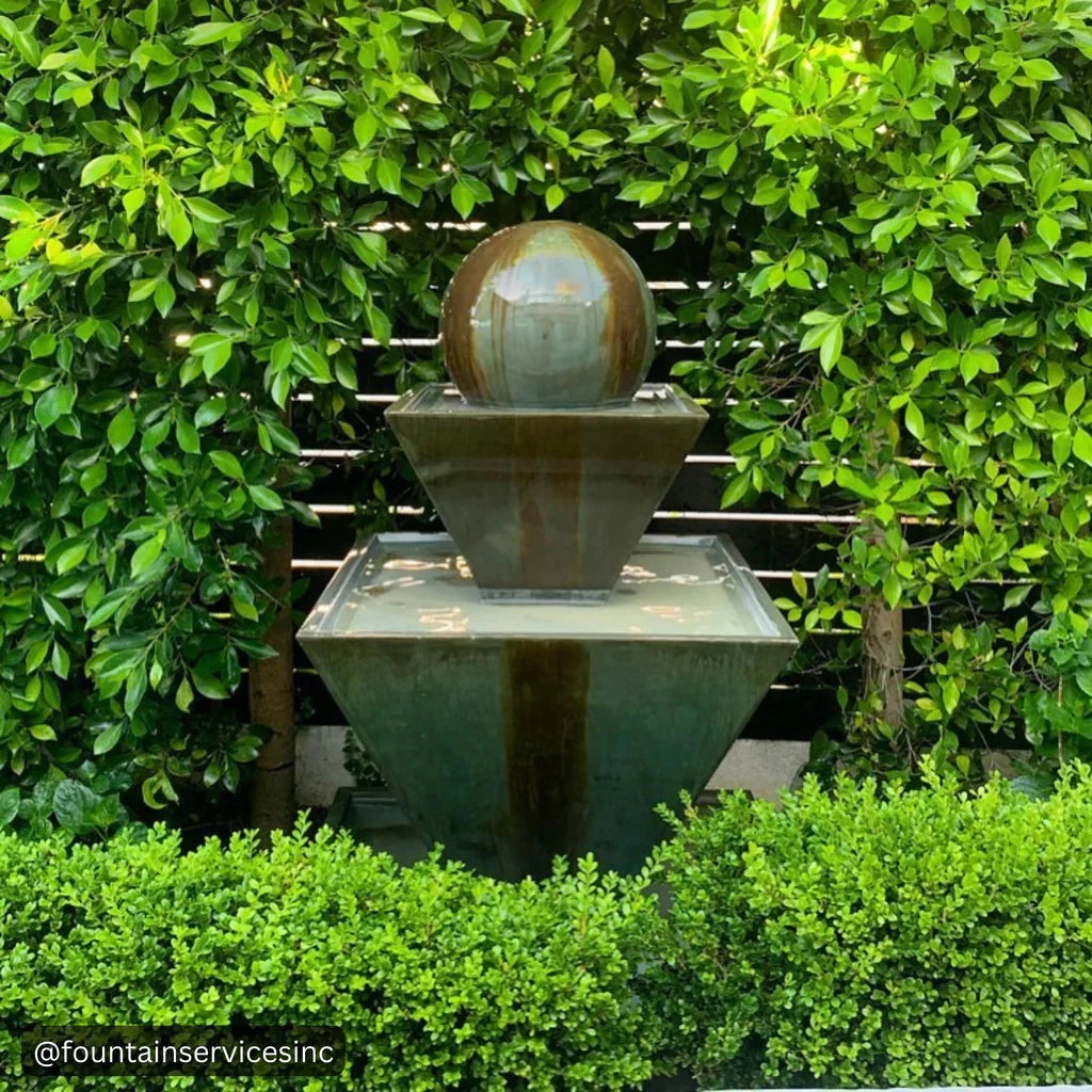 Double Oblique With Ball Outdoor Water Fountain