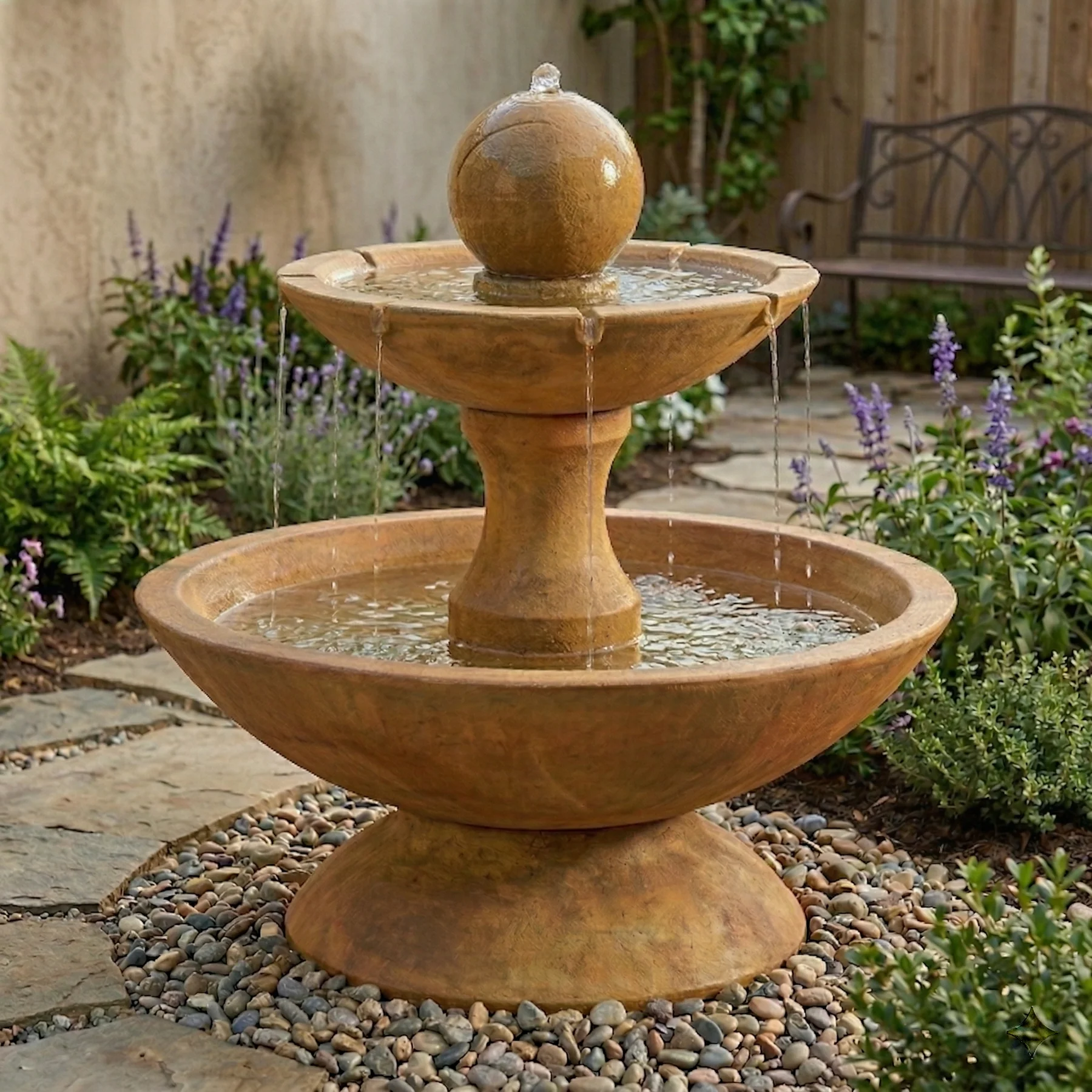 Due Two Tier Fountain Short With Spillways