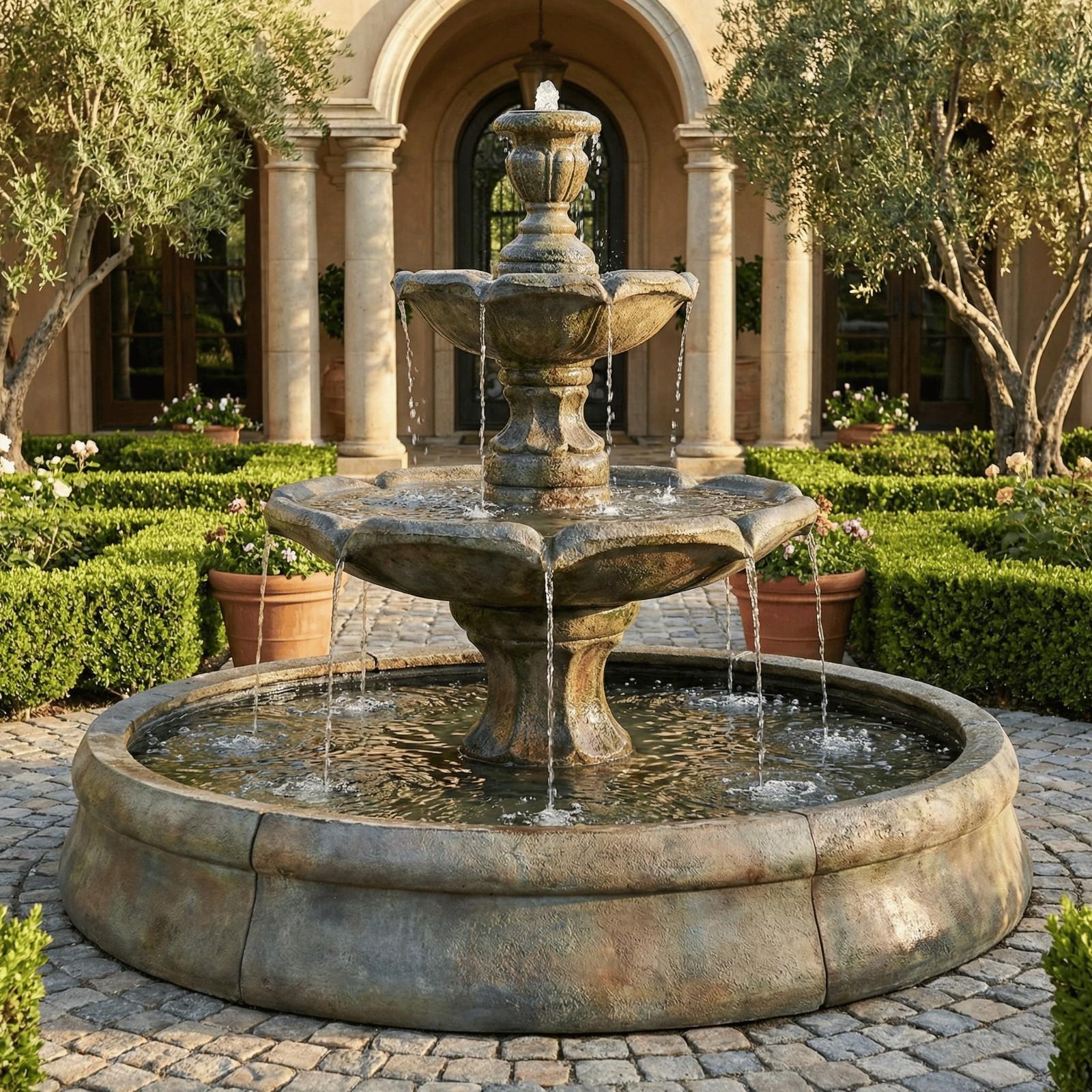 Finial Spill Fountain in Crested Pool