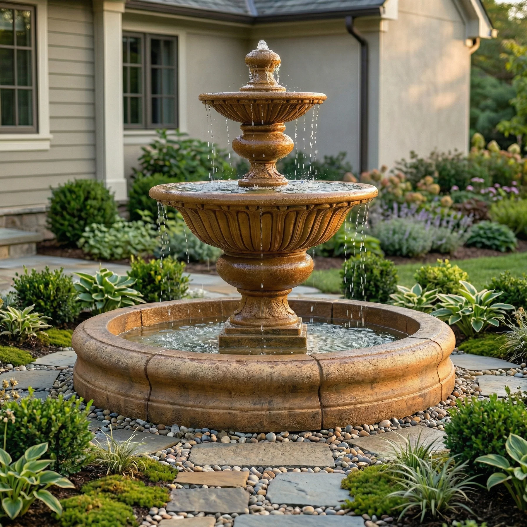 Formal Garden Fountain with Fiore Pond