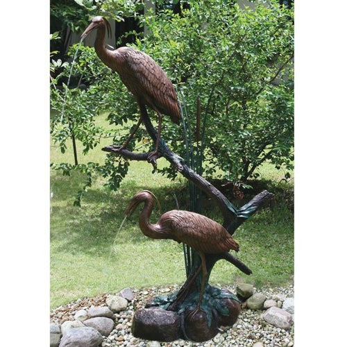 Brass Baron Grand Heron Pair Garden | Pool Accent