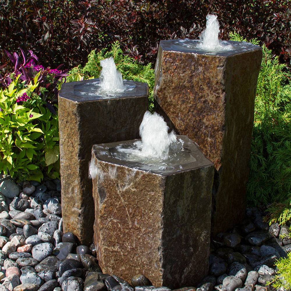 Hollowed-Out Basalt Column Outdoor Fountain - Outdoor Fountain Pros