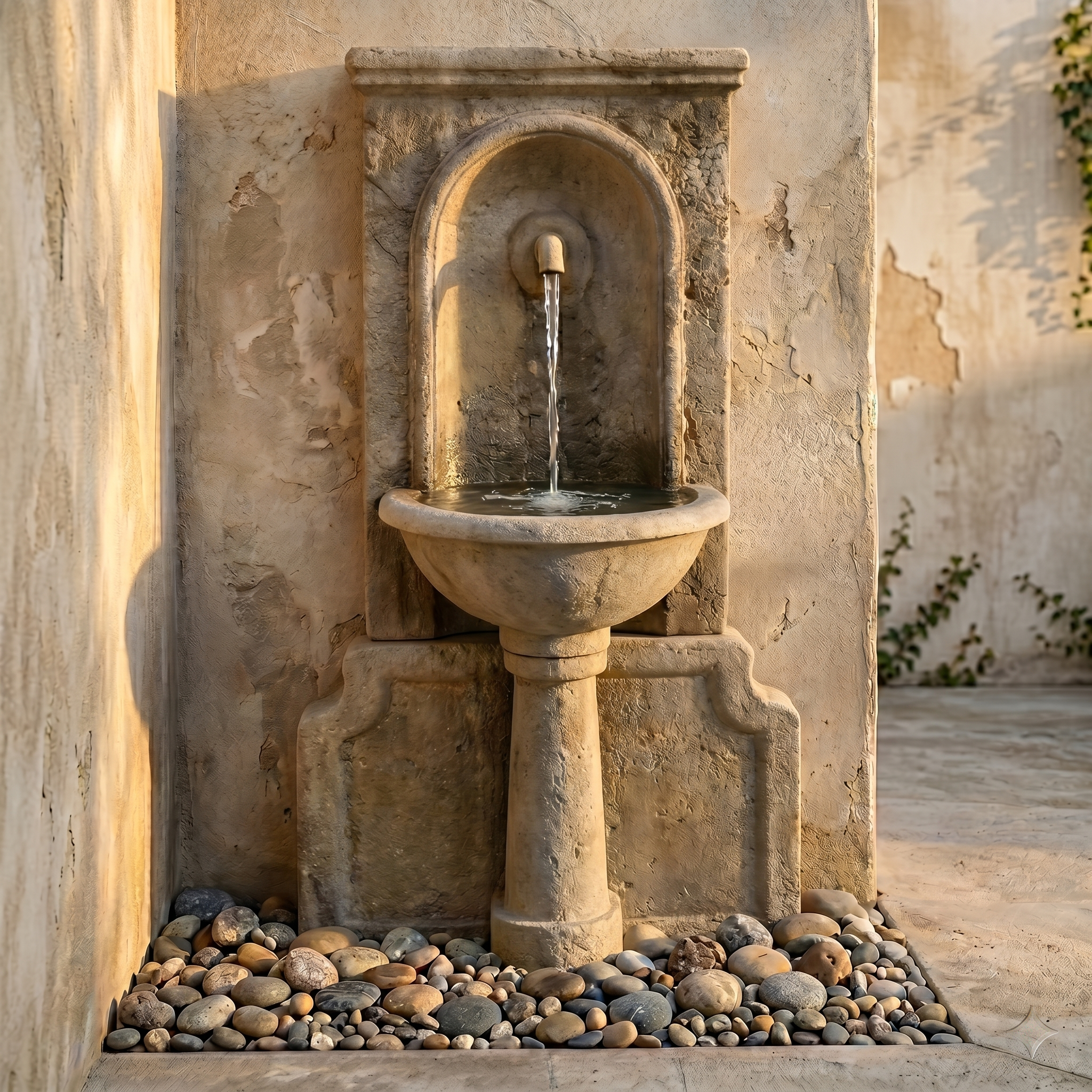 Imperia Antica Wall Fountain With Concrete Elbow Spout