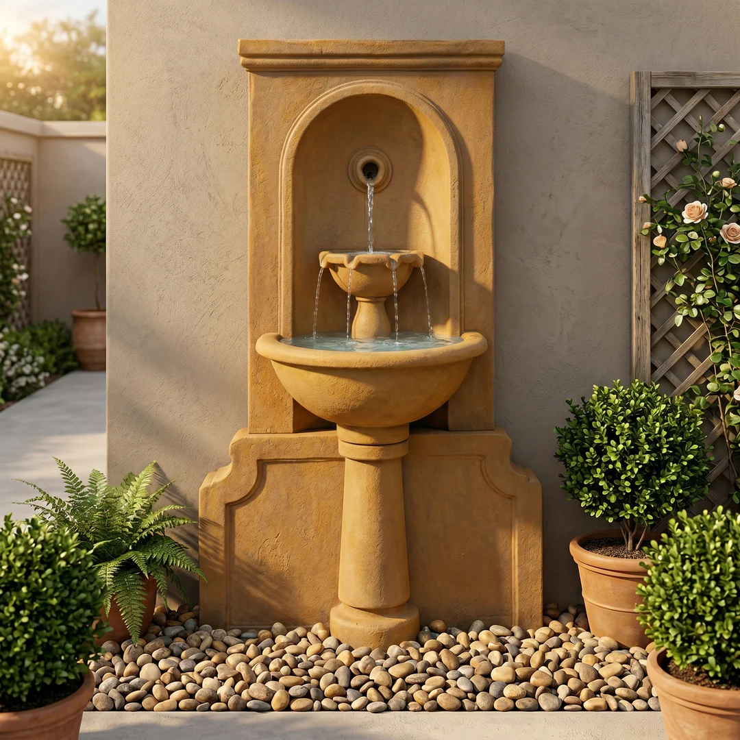 Imperia Wall Fountain With Concrete Water Spout