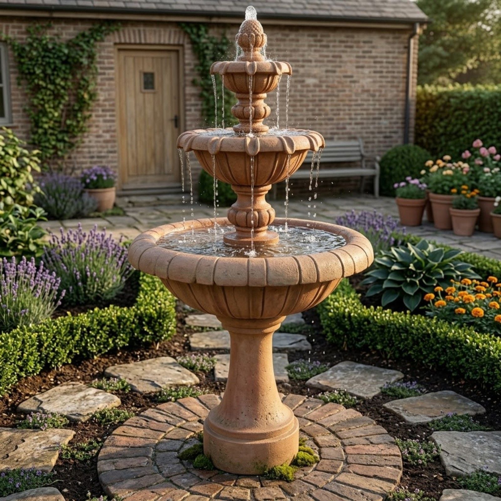 Jardin Three Tier Outdoor Water Fountain Tall