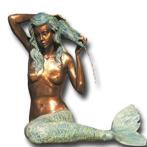 Brass Baron Large Bronze Mermaid Garden | Pool Accent
