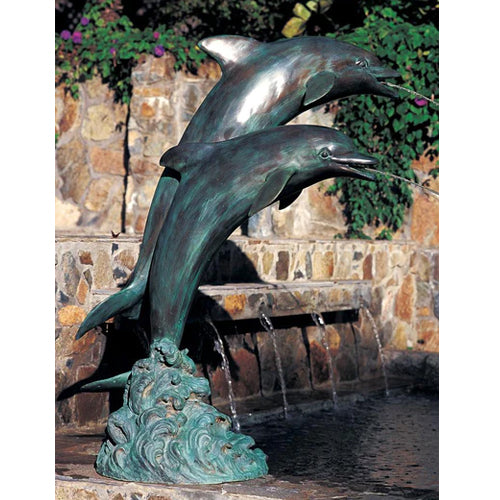 Brass Baron Large Double Dolphins Garden | Pool Accent