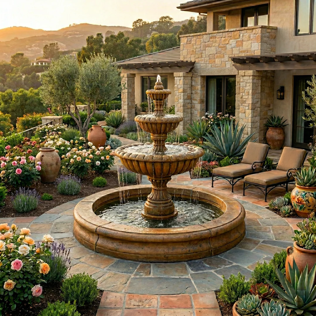Marsala 3-Tier Fountain with Fiore Pond