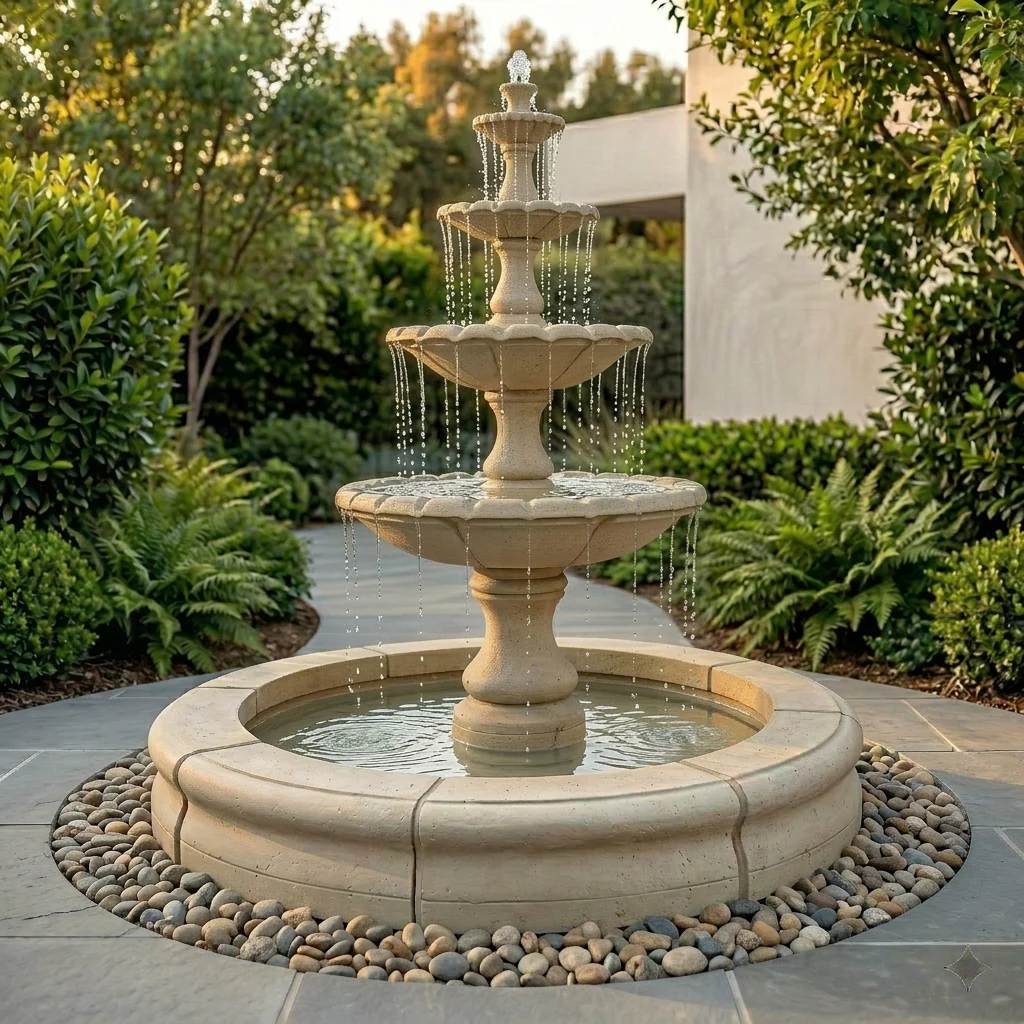 Monaco 4-Tier Medium Fountain with Fiore Pond