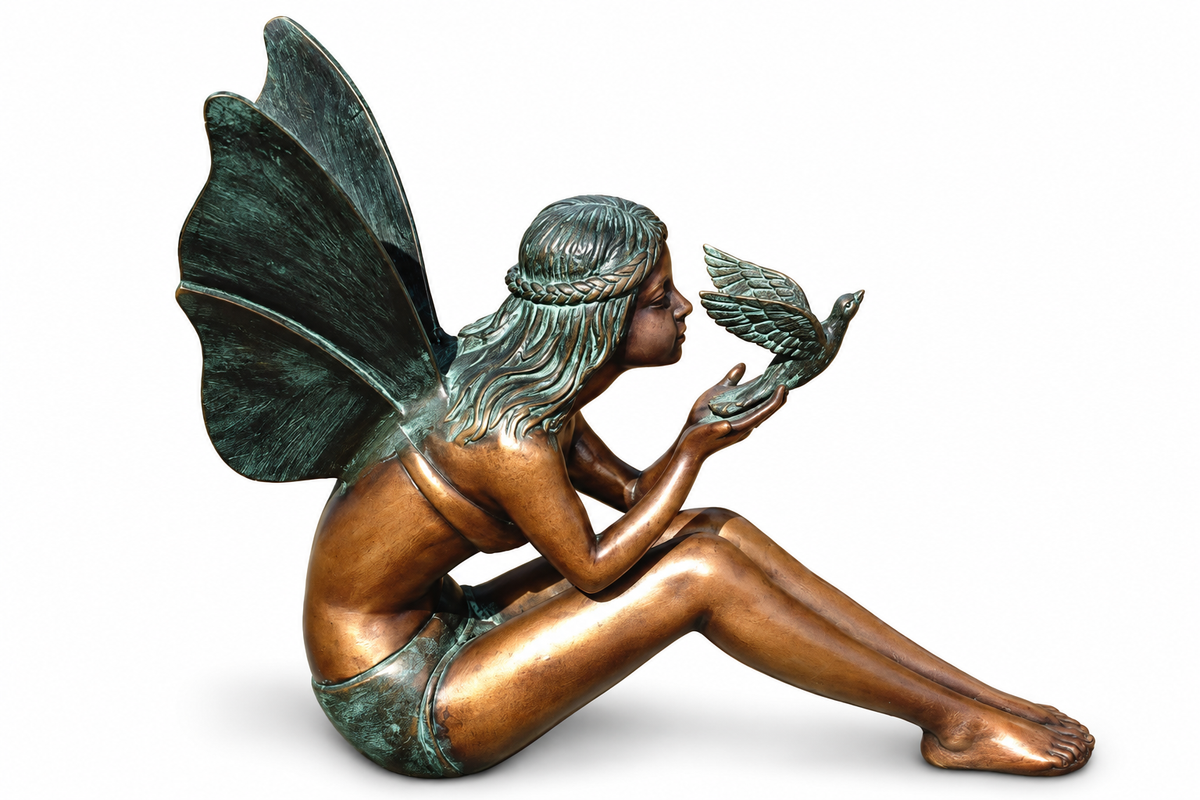Brass Baron Garden Bird Fairy