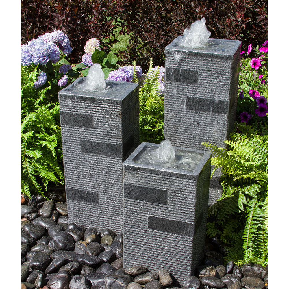 Polished Block Stone Towers Outdoor Fountain Outdoor Fountain Pros