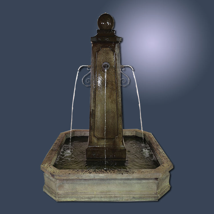 Promenade Carre Pond Fountain for Rustic Spouts