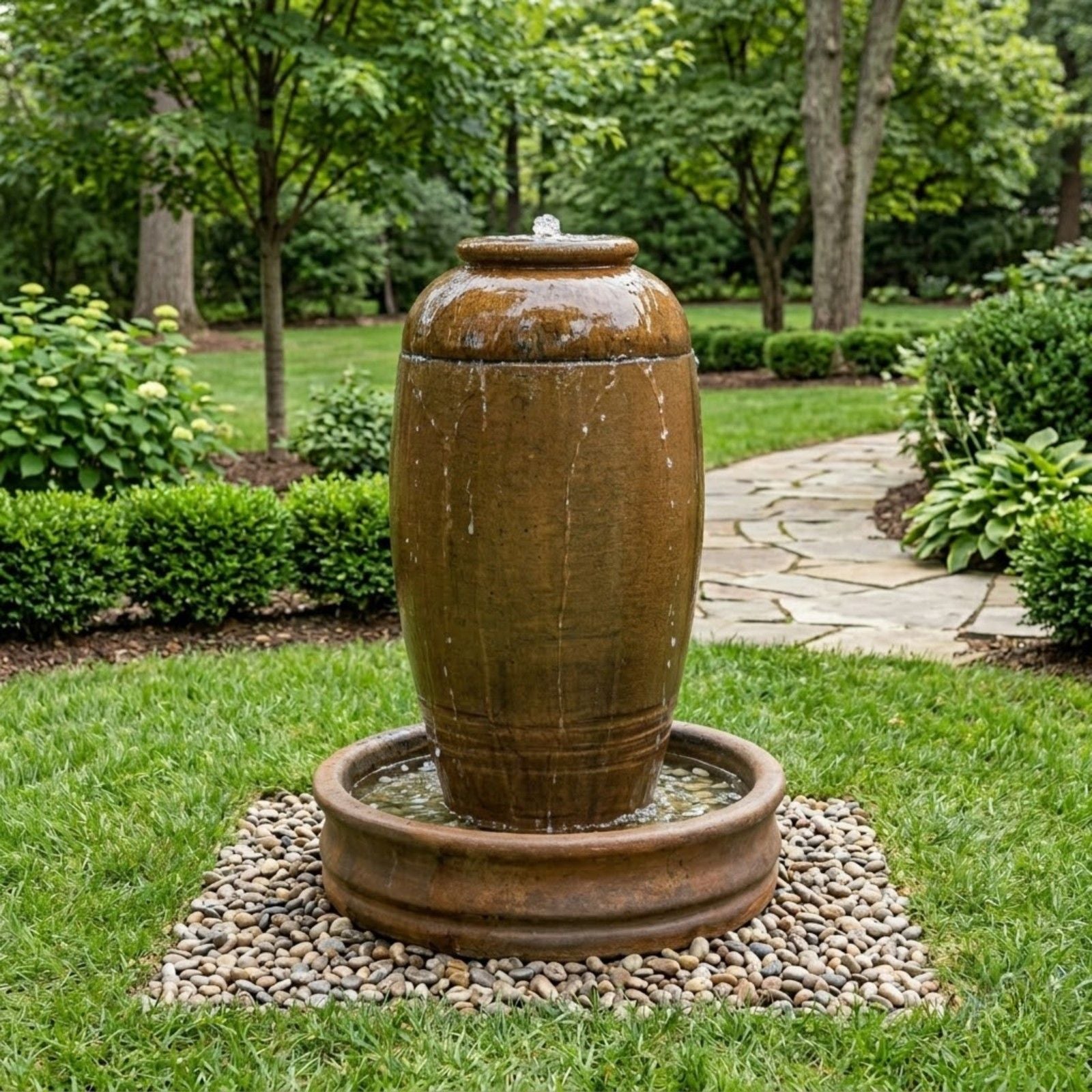 Santiago Urn Cast Stone Garden Fountain