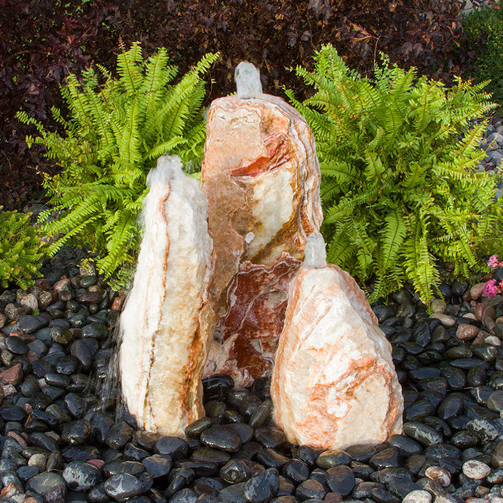 Triple Sunset Chiseled Stone  Fountain