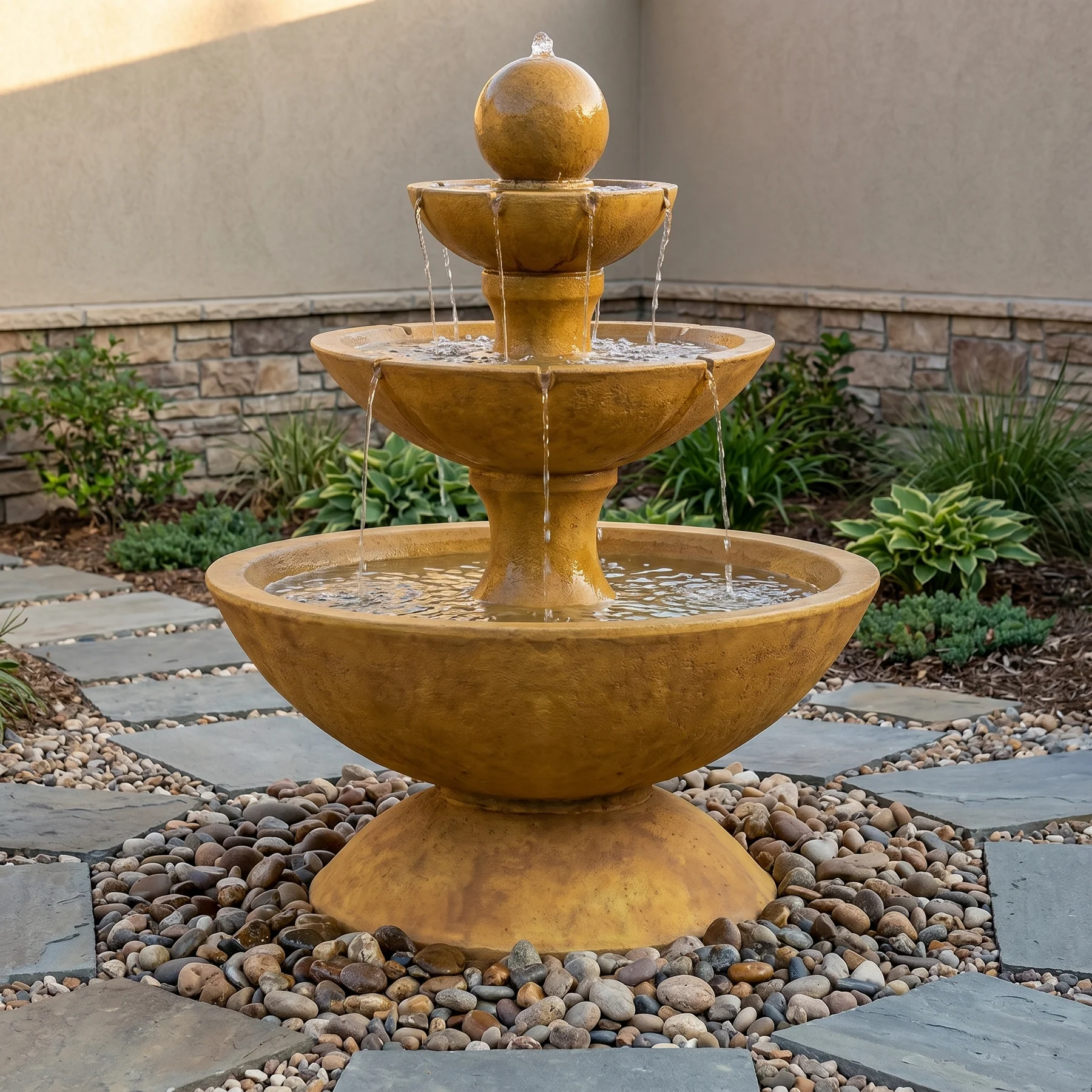 Terso Three Tier Fountain Short With Spillways