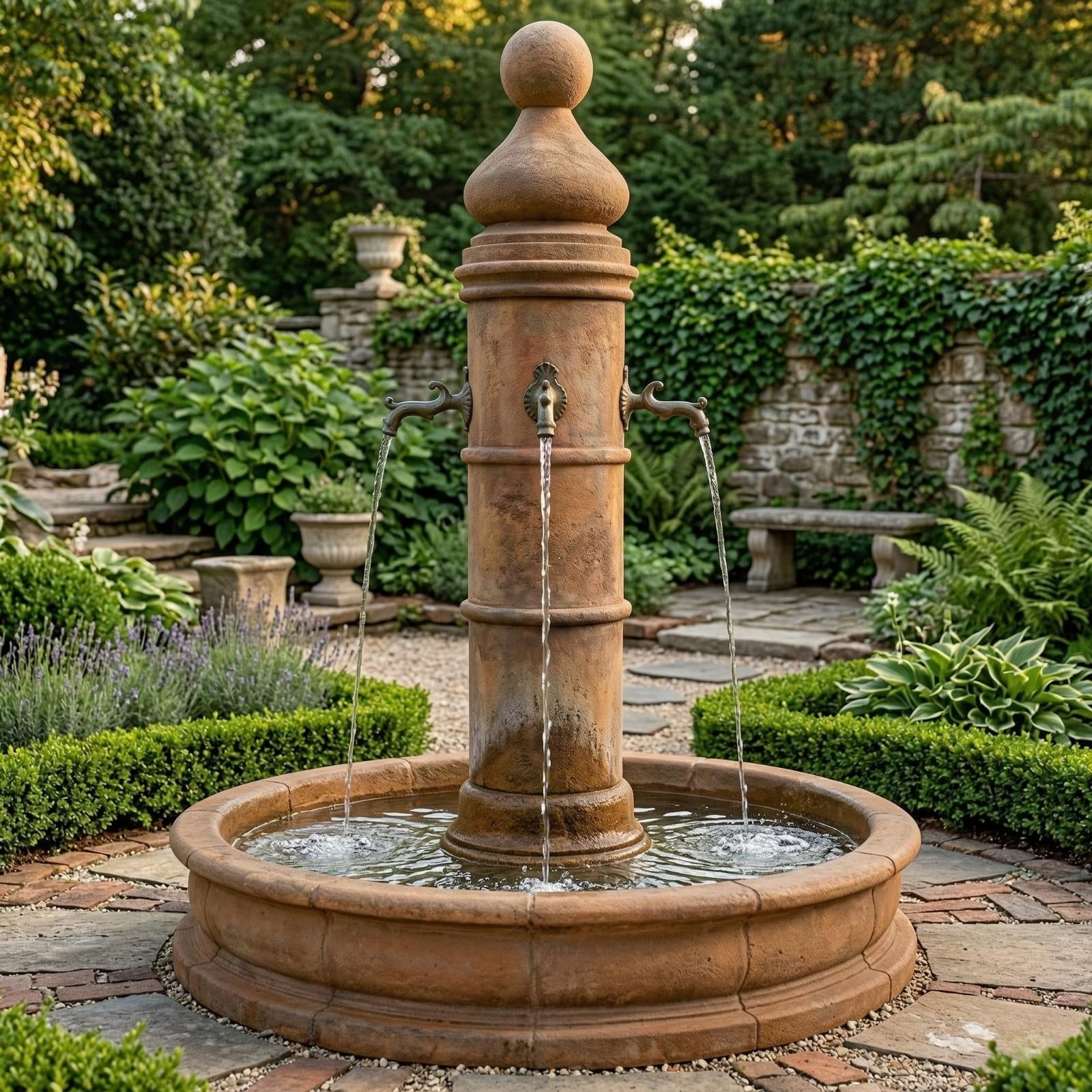 Ventoux Fountain with 66" Round Pond For Bronze Spouts