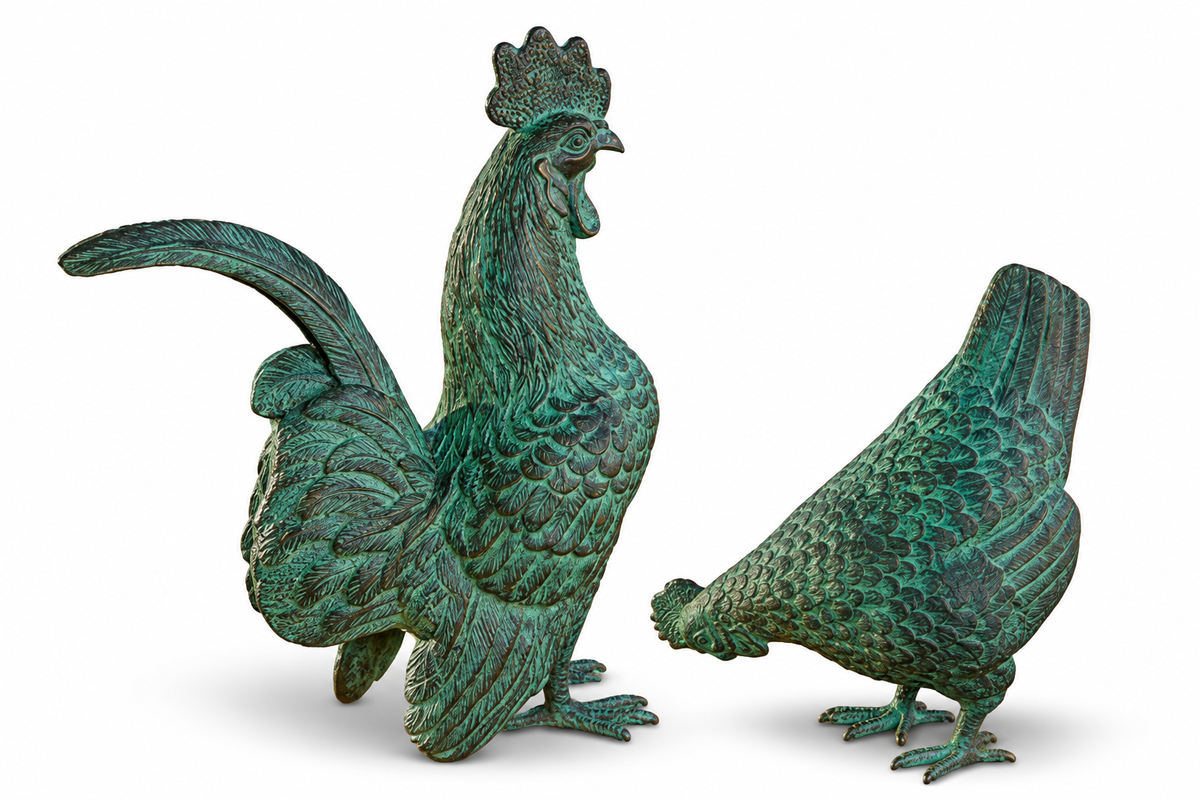 Brass Baron Rooster and Hen Set