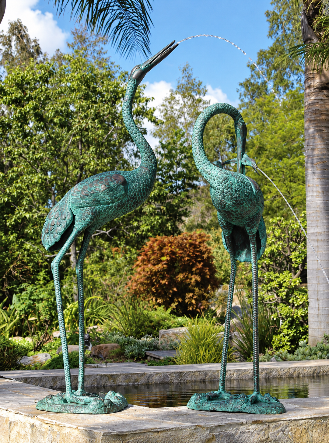 Brass Baron Extra Large Plus Crane Pair Garden | Pool Accent
