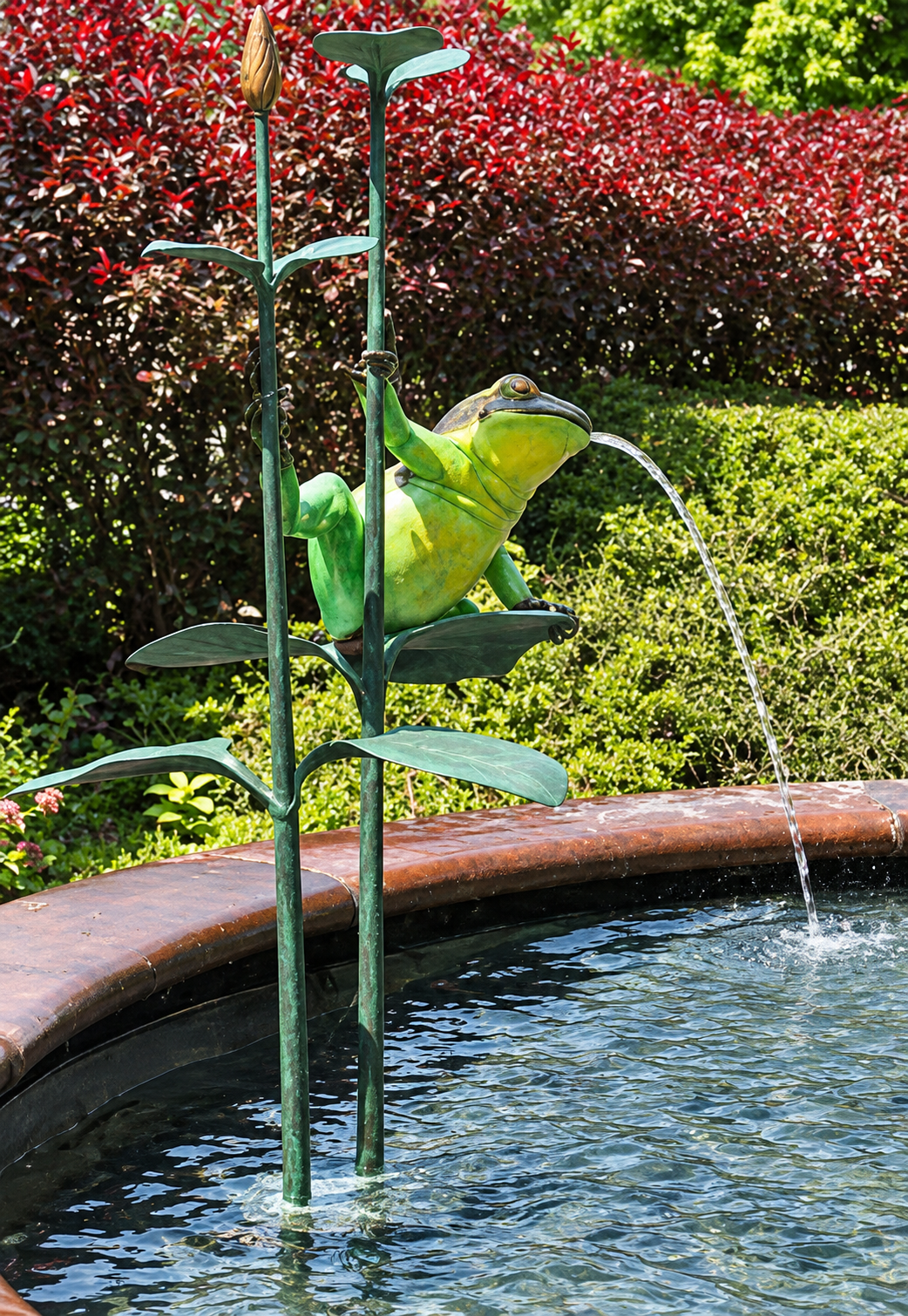 Brass Baron Colorful Frog Pond Sculpture | Pool Accent