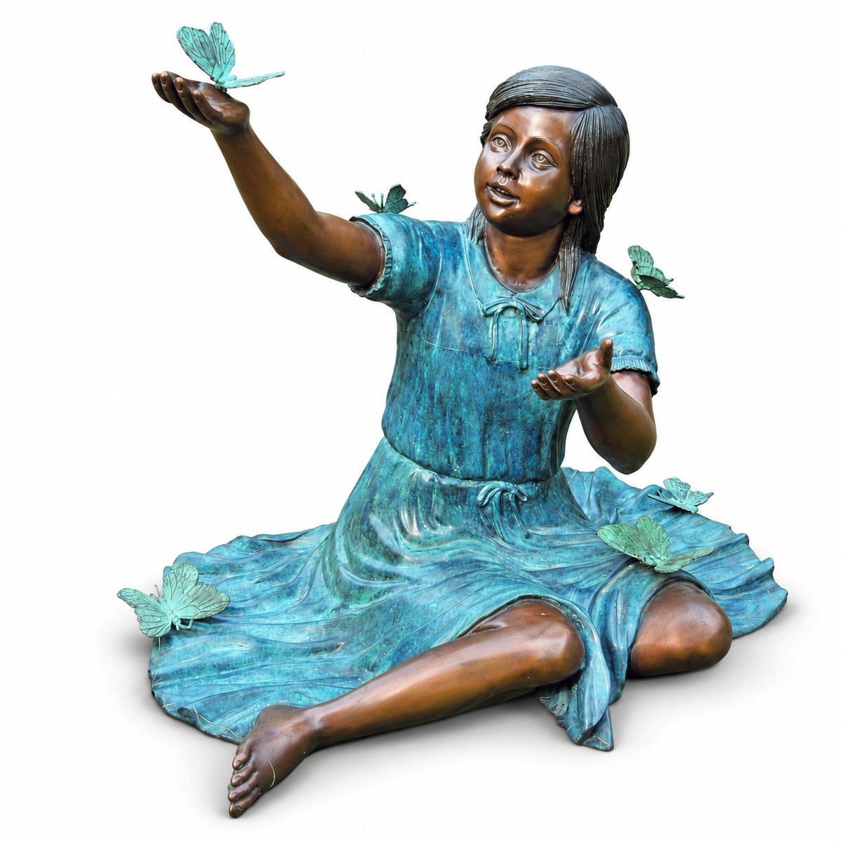 Brass Baron Girl in Dress with Butterflies