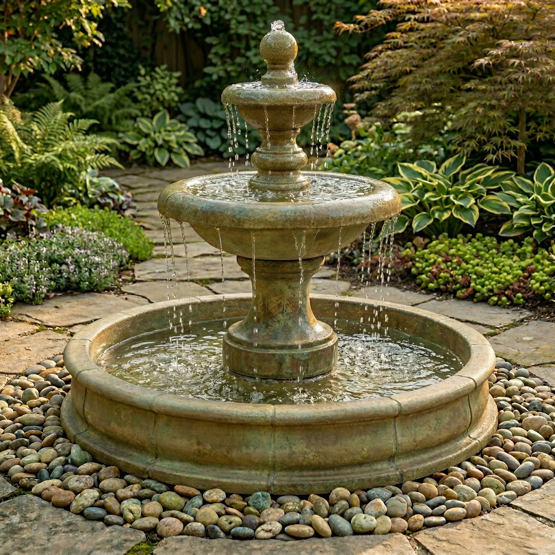 Villa Santini Two Tier Pond Fountain Short