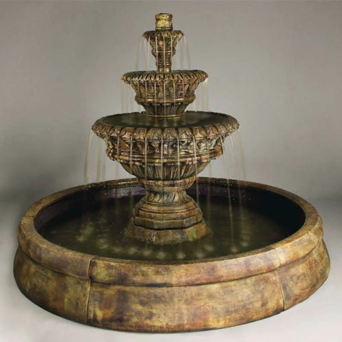 Valencia Spill Fountain in Crested Pool - Outdoor Fountain Pros