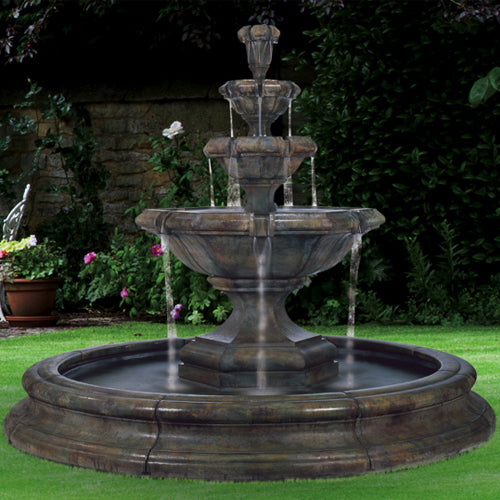 Grande Kensington Three Tier Fountain in Toscana Pool - Outdoor Fountain ProsHenri Studio New Toscana Pool - Outdoor Fountain Pros