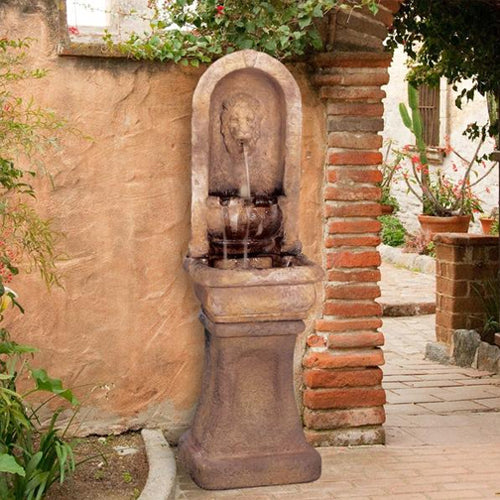 Tall Lion Alcove Fountain