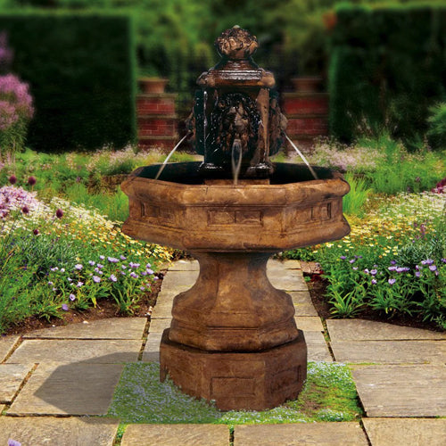 Classic Lion Cast Stone Outdoor Fountain - Outdoor Fountain Pros
