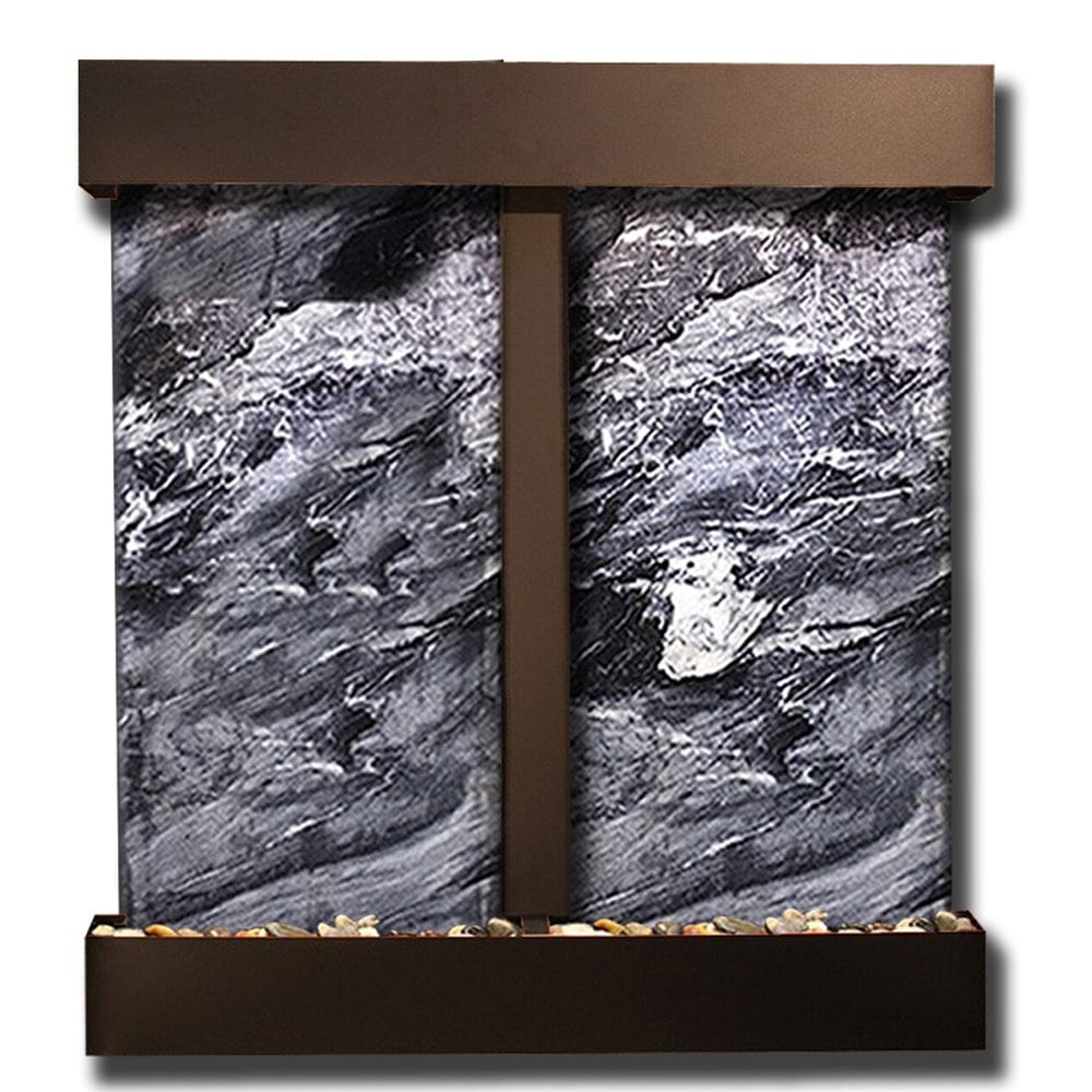 Aspen_Falls_Wall_Fountain_Blackened_Copper_Black_Spider_Marble_Square_Frame - Outdoor Fountain Pros