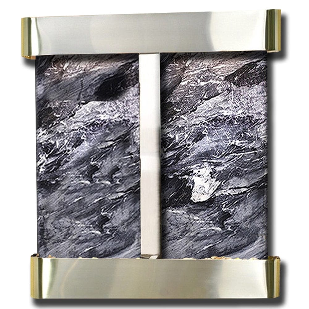 Aspen_Falls_Wall_Fountain_Stainless_Steel_Black_Spider_Marble_Round_Frame - Outdoor Fountain Pros