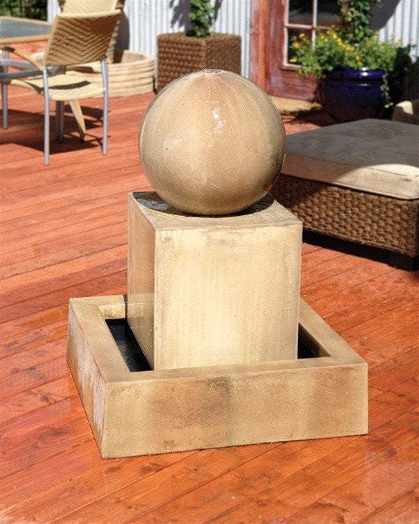 Block With Ball Garden Water Fountain - Outdoor Fountain Pros